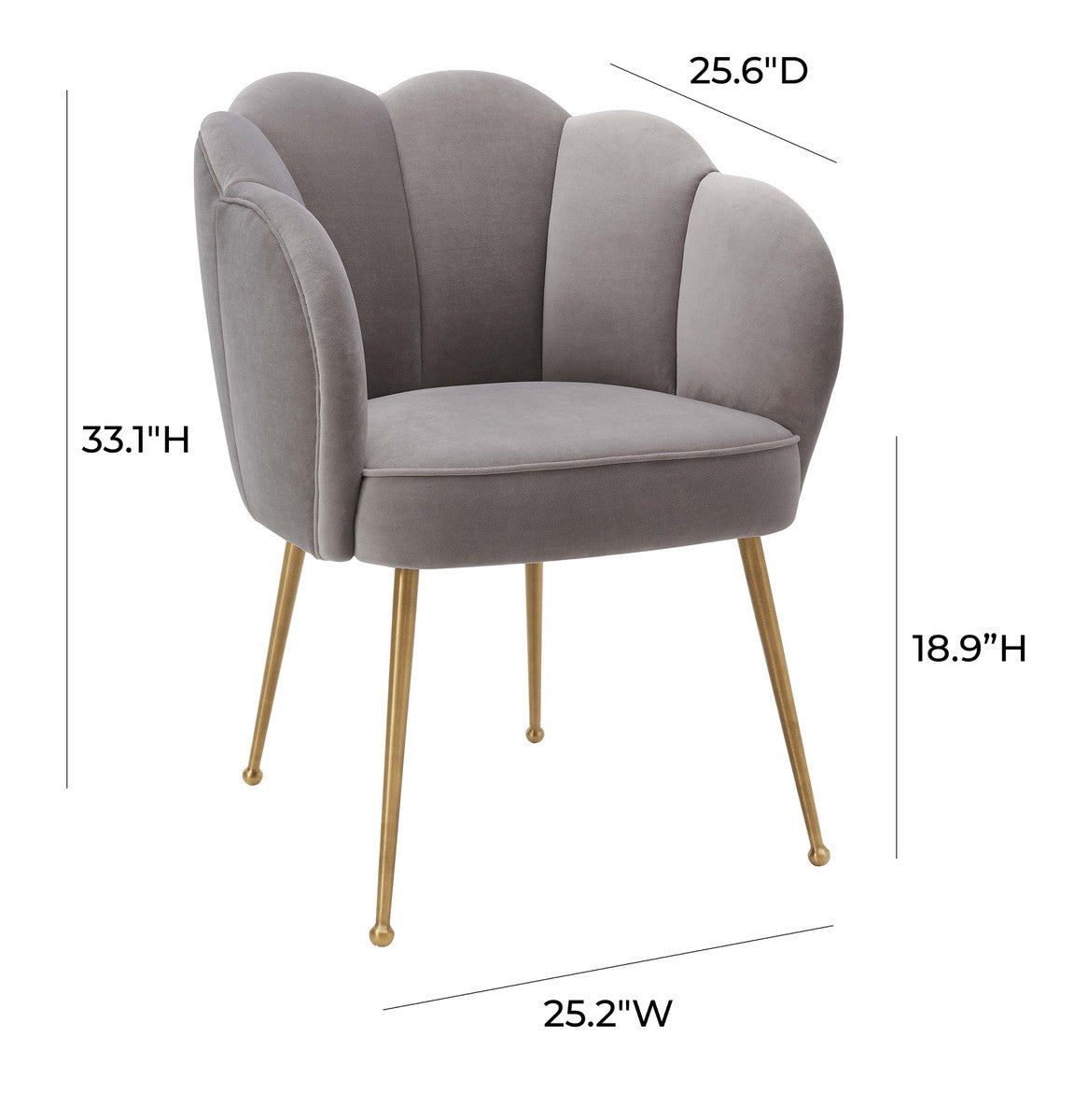 Peony Grey Velvet Dining Chair