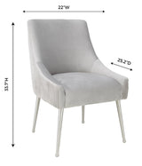 Beatrix Grey Performance Velvet Dining Chair - Silver Legs