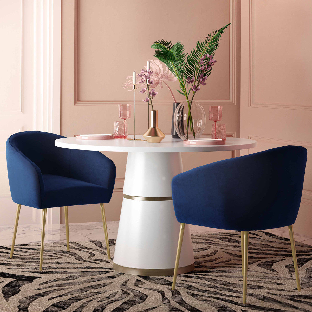 Arya Performance Velvet Navy Dining Chair