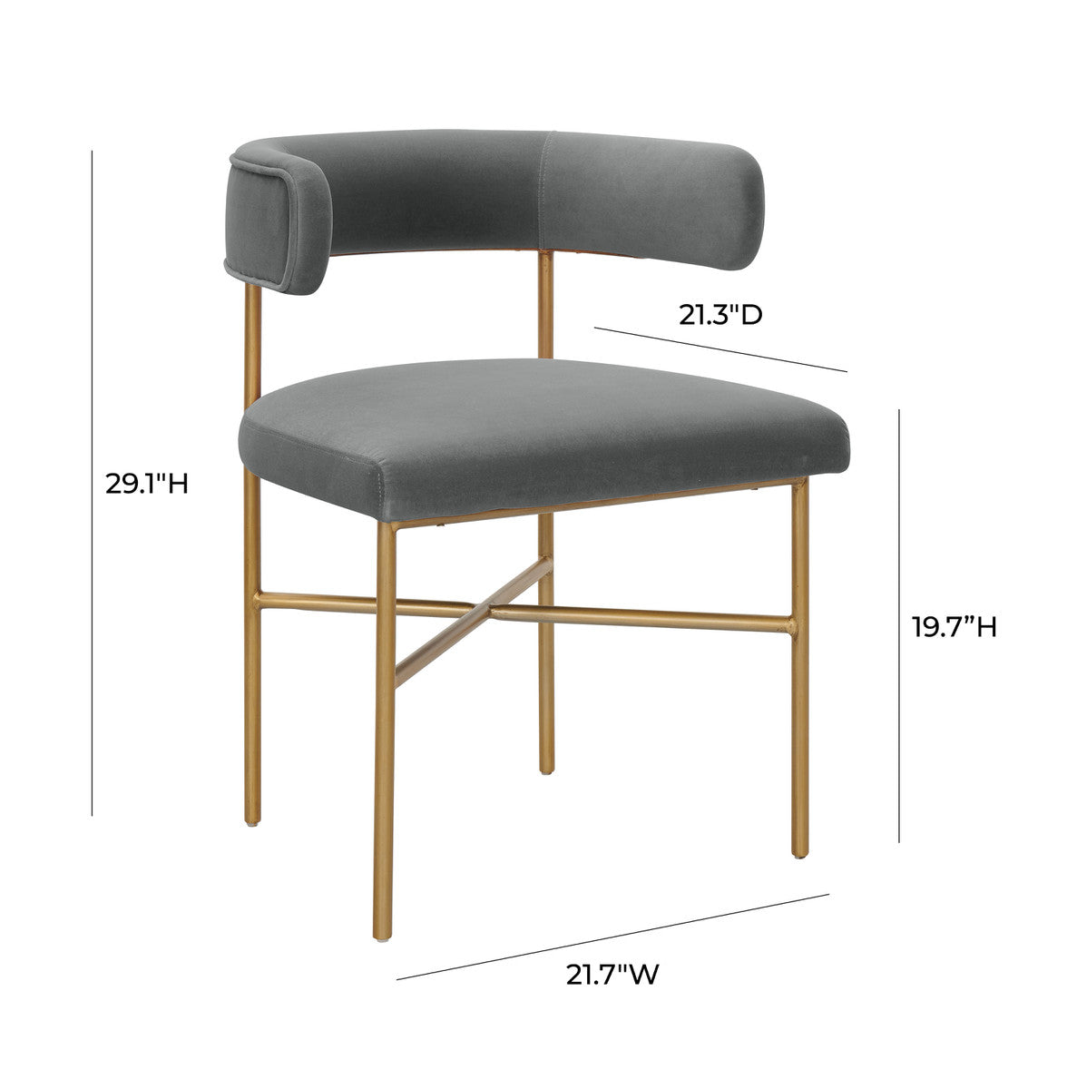 Kim Performance Velvet Chair In Grey