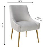 Beatrix Pleated Light Grey Velvet Side Chair