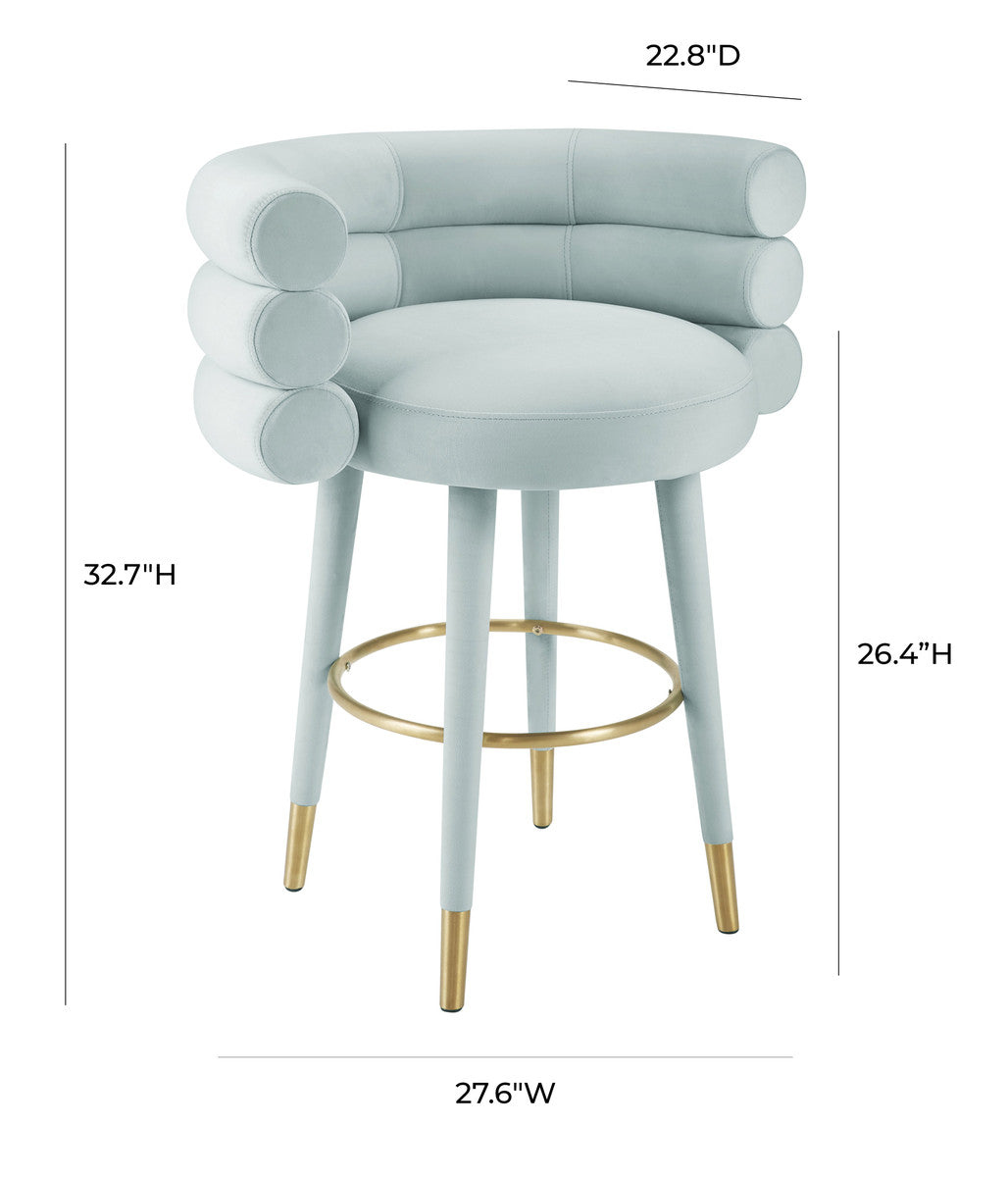 Betty Sea Foam Green Velvet Counter Stool