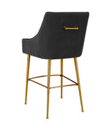 Beatrix Pleated Black Velvet Bar Stool