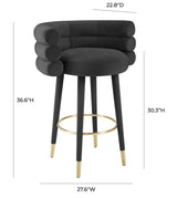 Betty Black Velvet Barstool
