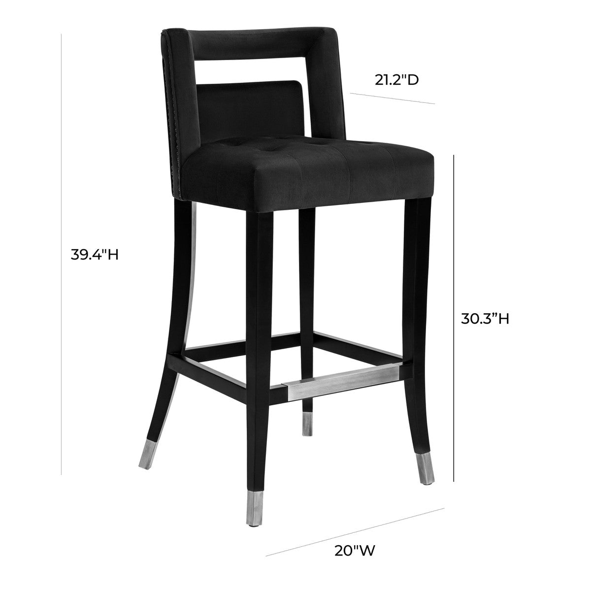 Hart Black Velvet Bar Stool