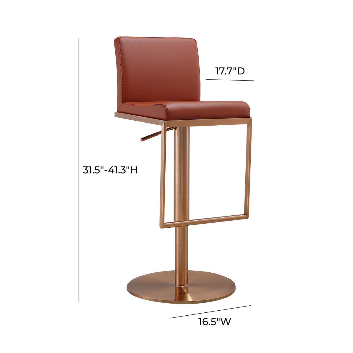 Sentinel Saddle Brown And Rose Gold Adjustable Stool