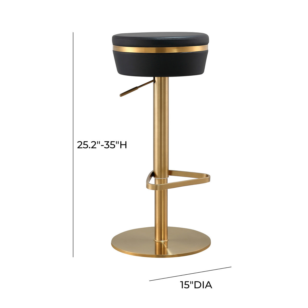 Astro Black And Gold Adjustable Stool