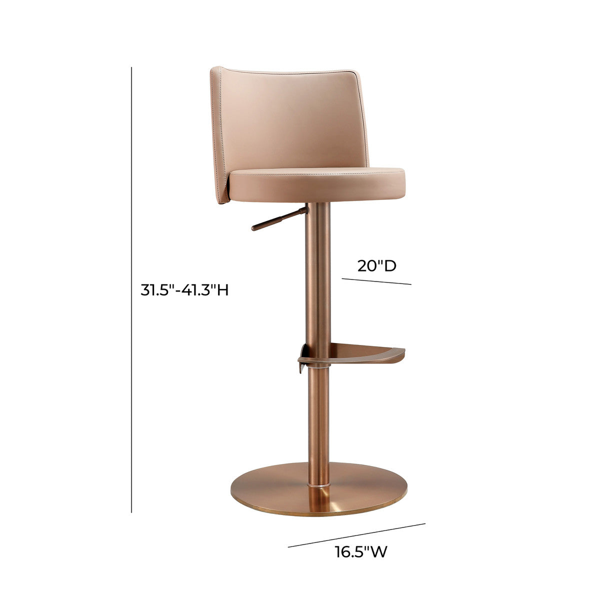 Loosha Cafe Au Lait And Rose Gold Adjustable Stool