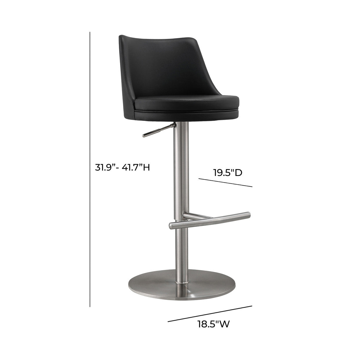 Reagan Black And Silver Adjustable Stool