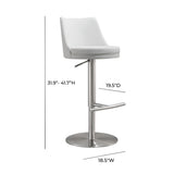 Reagan White And Silver Adjustable Stool
