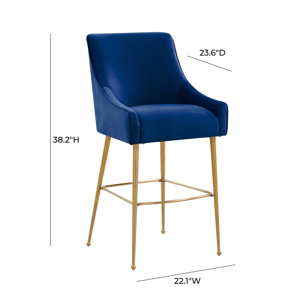 Beatrix Navy Velvet Counter Stool