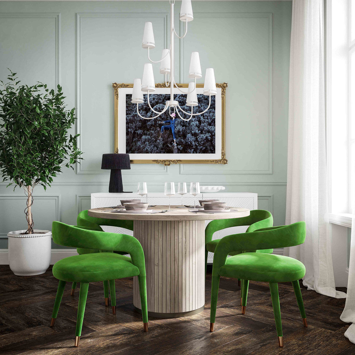 Lucia Green Velvet Dining Chair