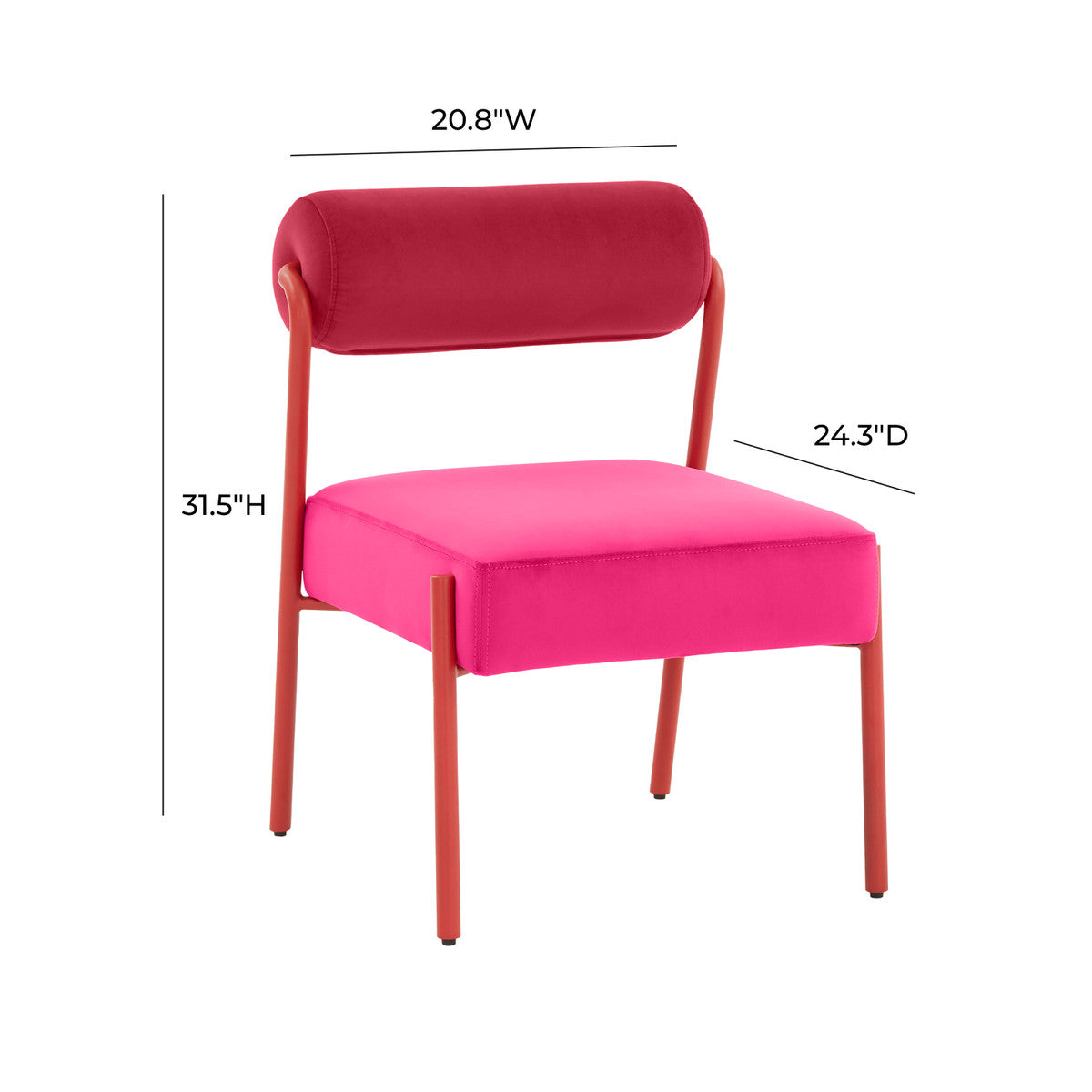 Jolene Hot Pink Velvet Dining Chair