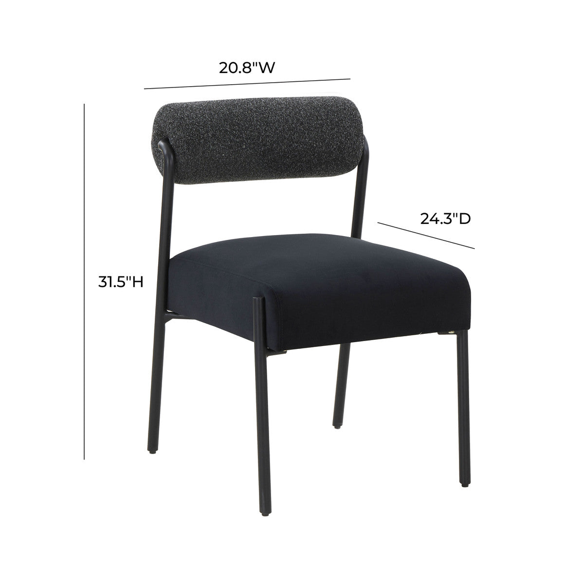 Jolene Black Velvet Dining Chair