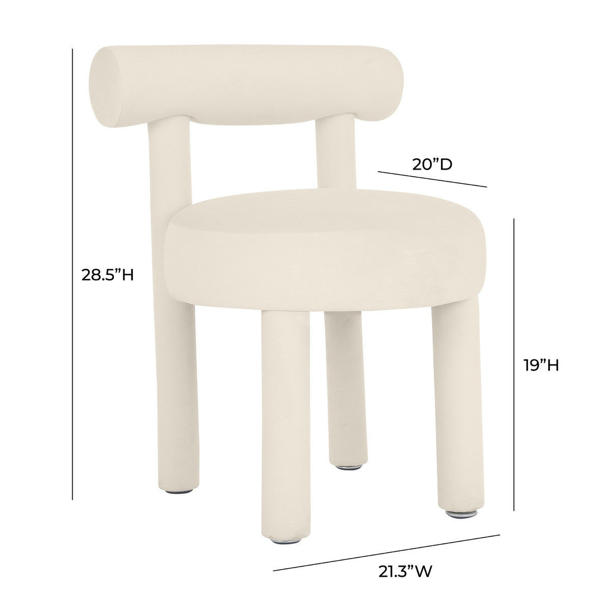 Carmel Cream Velvet Dining Chair