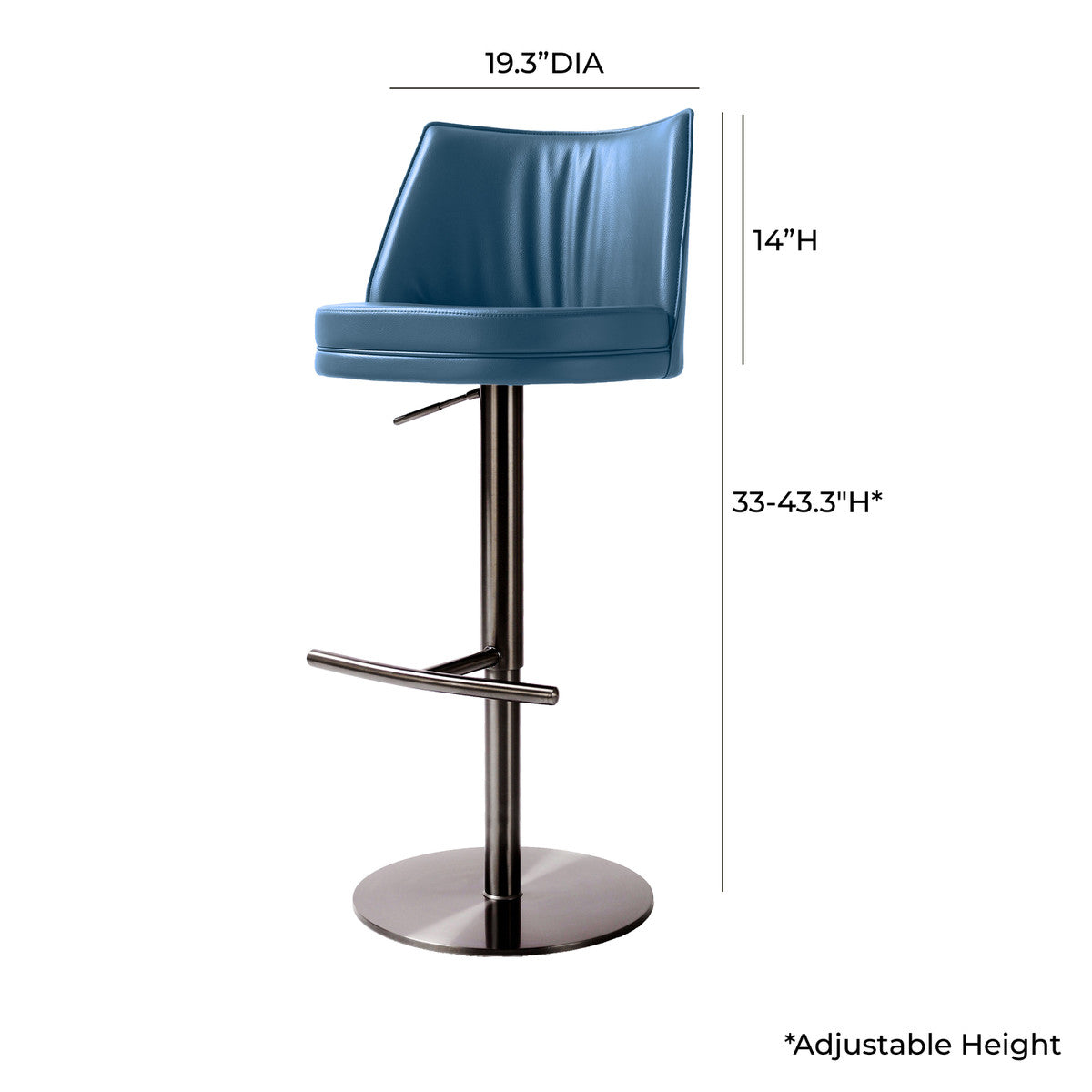 Gala Blue Vegan Leather On Black Adjustable Stool