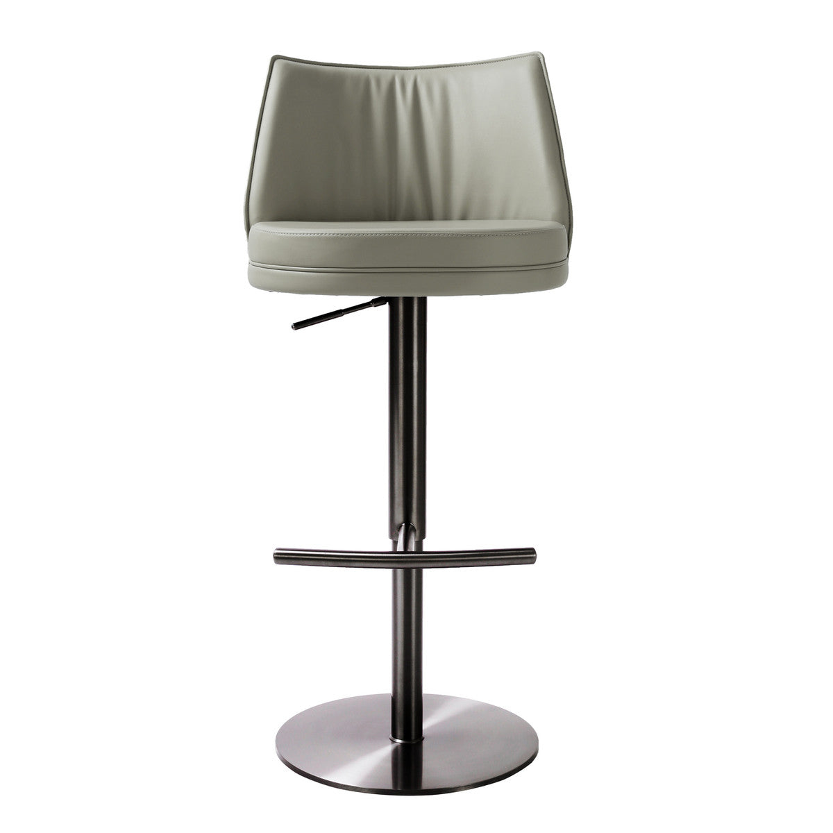 Gala Light Grey Vegan Leather On Black Adjustable Stool