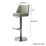 Gala Light Grey Vegan Leather On Black Adjustable Stool