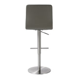 Paddy Dark Grey Vegan Leather On Silver Adjustable Stool