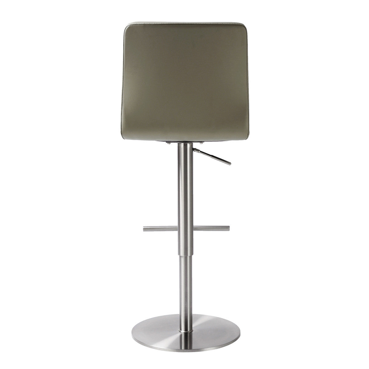 Paddy Light Grey Vegan Leather On Silver Adjustable Stool