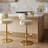 Primrose Cream Textured Performance Fabric Adjustable Stool