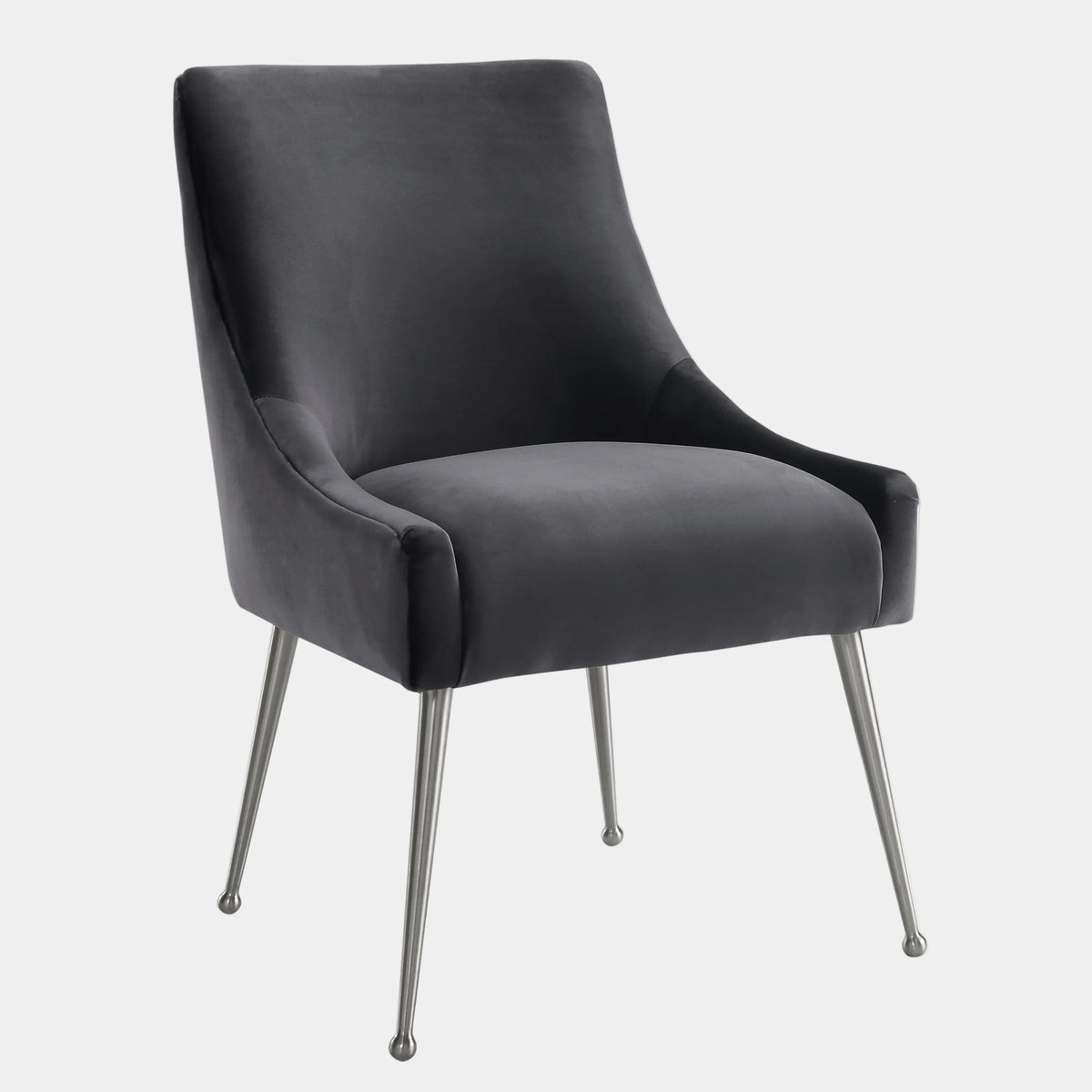 Beatrix Grey Performance Velvet Dining Chair - Silver Legs