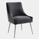 Beatrix Grey Performance Velvet Dining Chair - Silver Legs