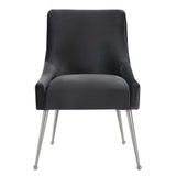 Beatrix Grey Performance Velvet Dining Chair - Silver Legs
