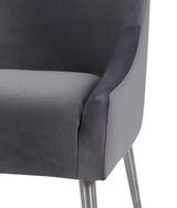 Beatrix Grey Performance Velvet Dining Chair - Silver Legs