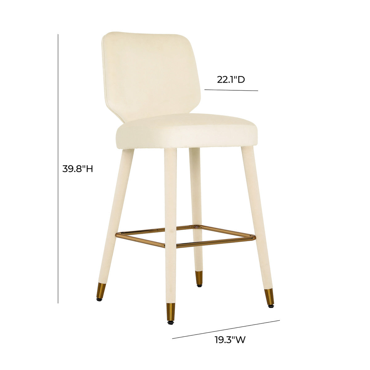 Athena Cream Velvet Counter Stool