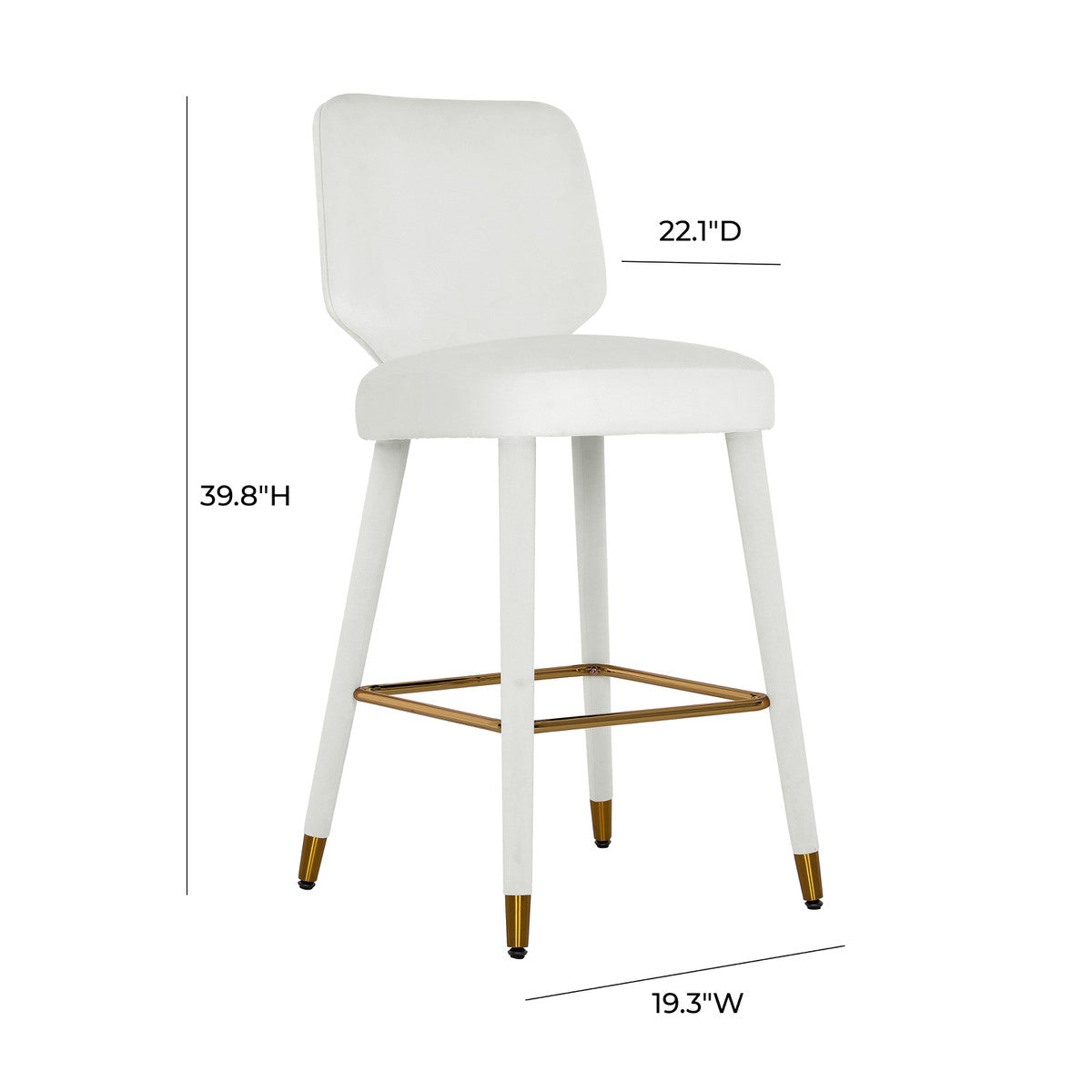 Athena Light Grey Velvet Bar Stool