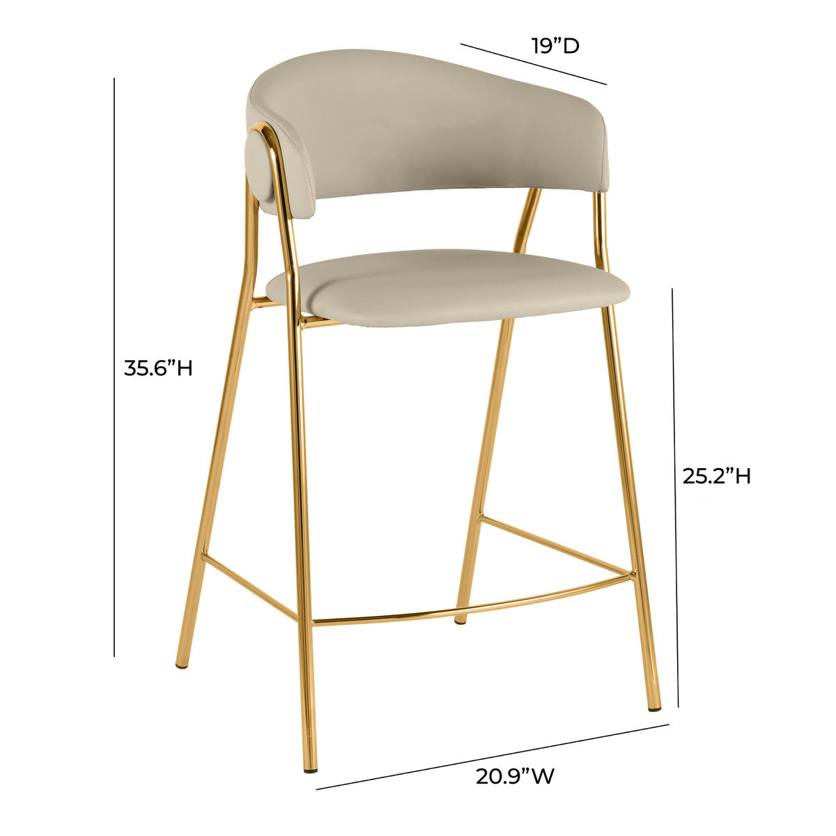 Lara Cream Vegan Leather Counter Stool