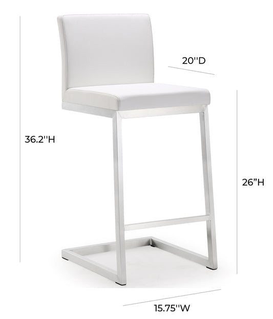 Parma White Stainless Steel Counter Stool