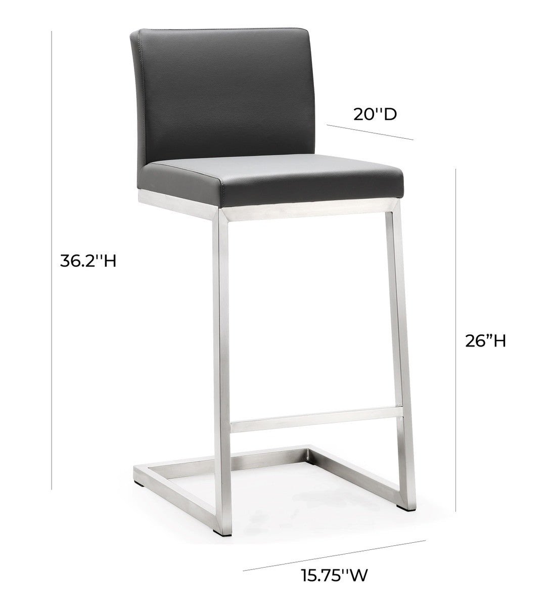 Parma Grey Stainless Steel Counter Stool