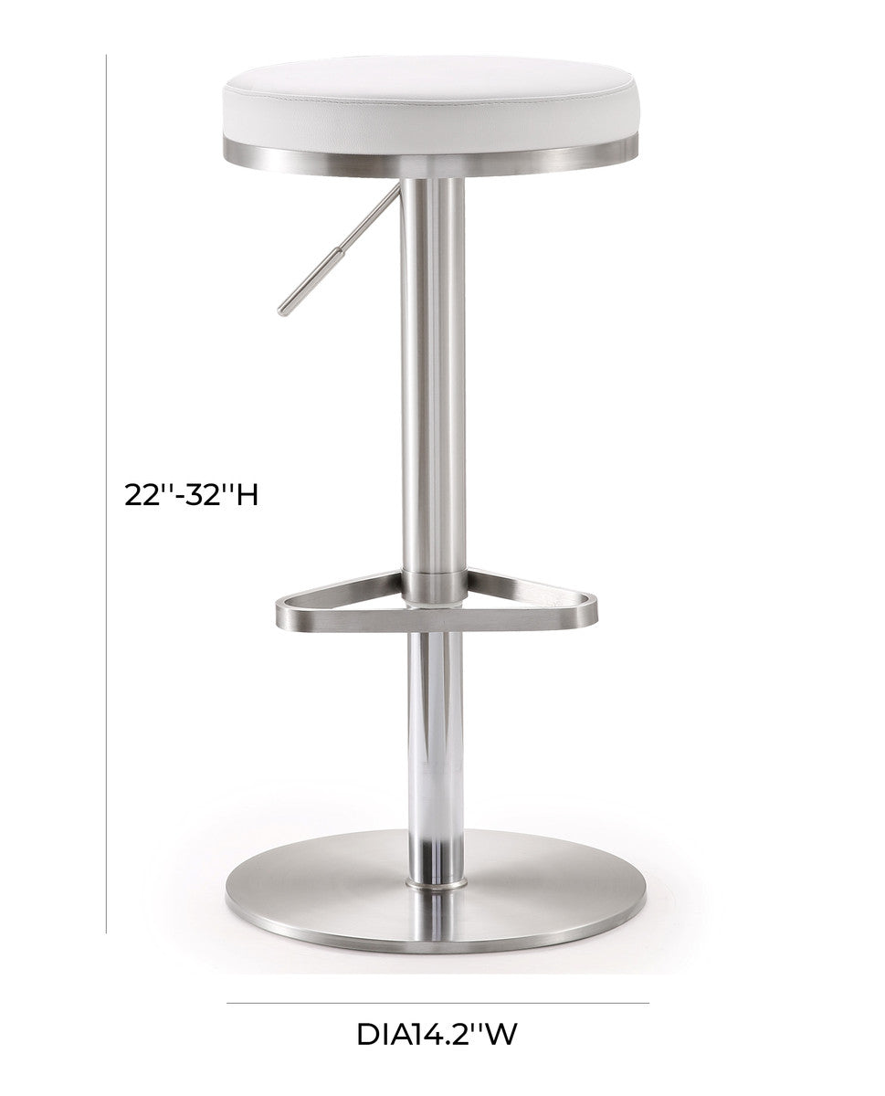 Fano White Steel Adjustable Barstool