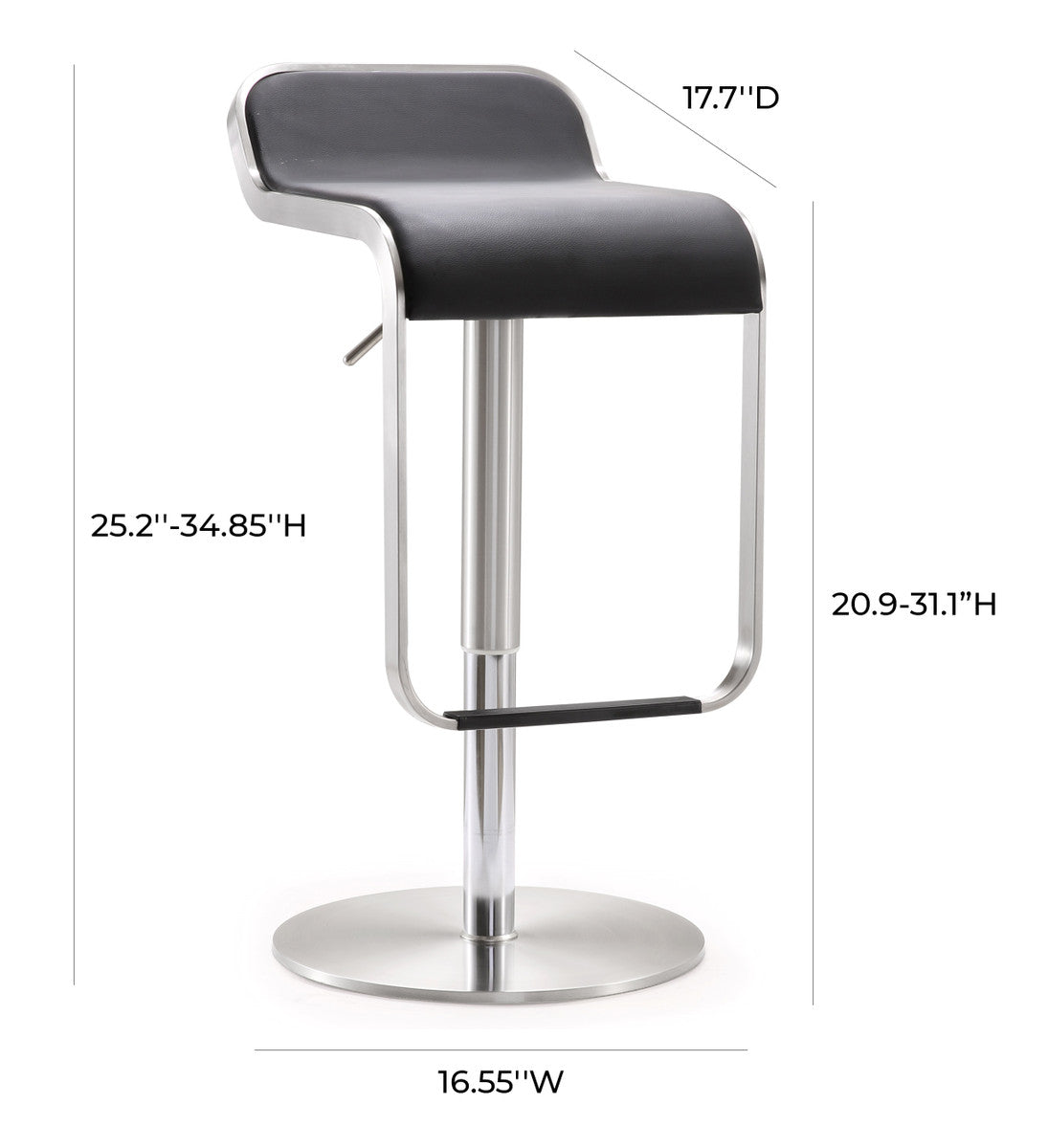 Napoli Black Steel Adjustable Barstool