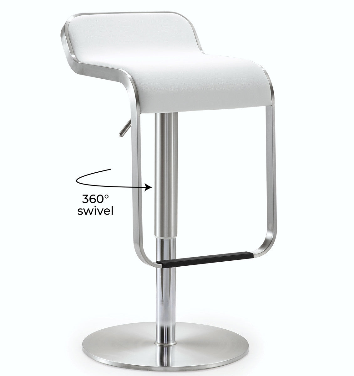 Napoli White Steel Adjustable Barstool