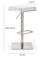 Bari White Steel Adjustable Barstool