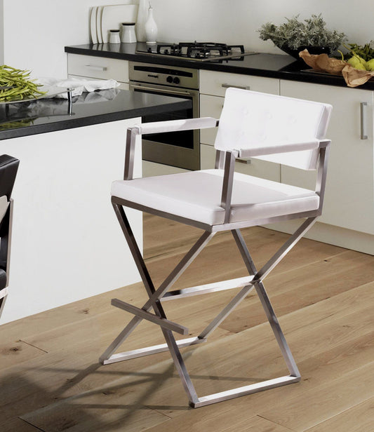 Director White Steel Counter Stool