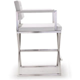 Director Performance Vegan Leather Stool with Silver Base
