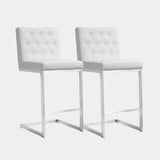 Helsinki White Performance Vegan Leather Stool - Set of 2