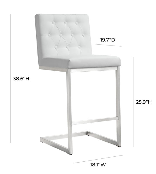 Helsinki White Stainless Steel Counter Stool