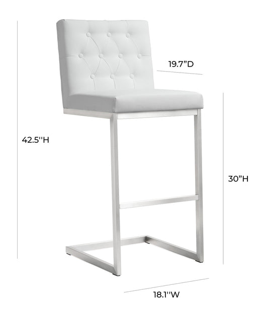 Helsinki White Stainless Steel Barstool