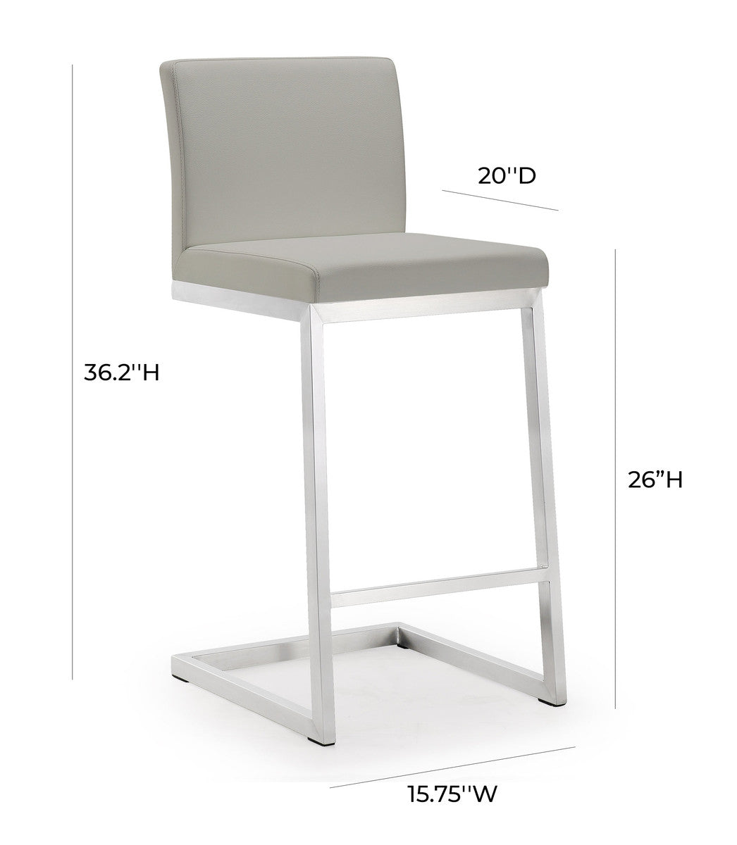 Parma Light Grey Stainless Steel Counter Stool