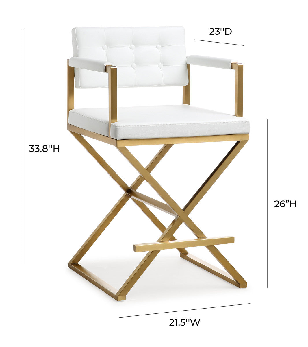 Director White Gold Steel Counter Stool