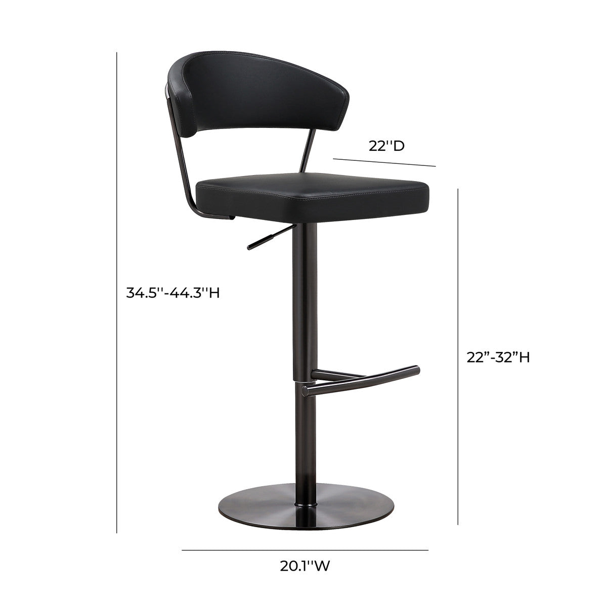 Cosmo Black On Black Steel Barstool