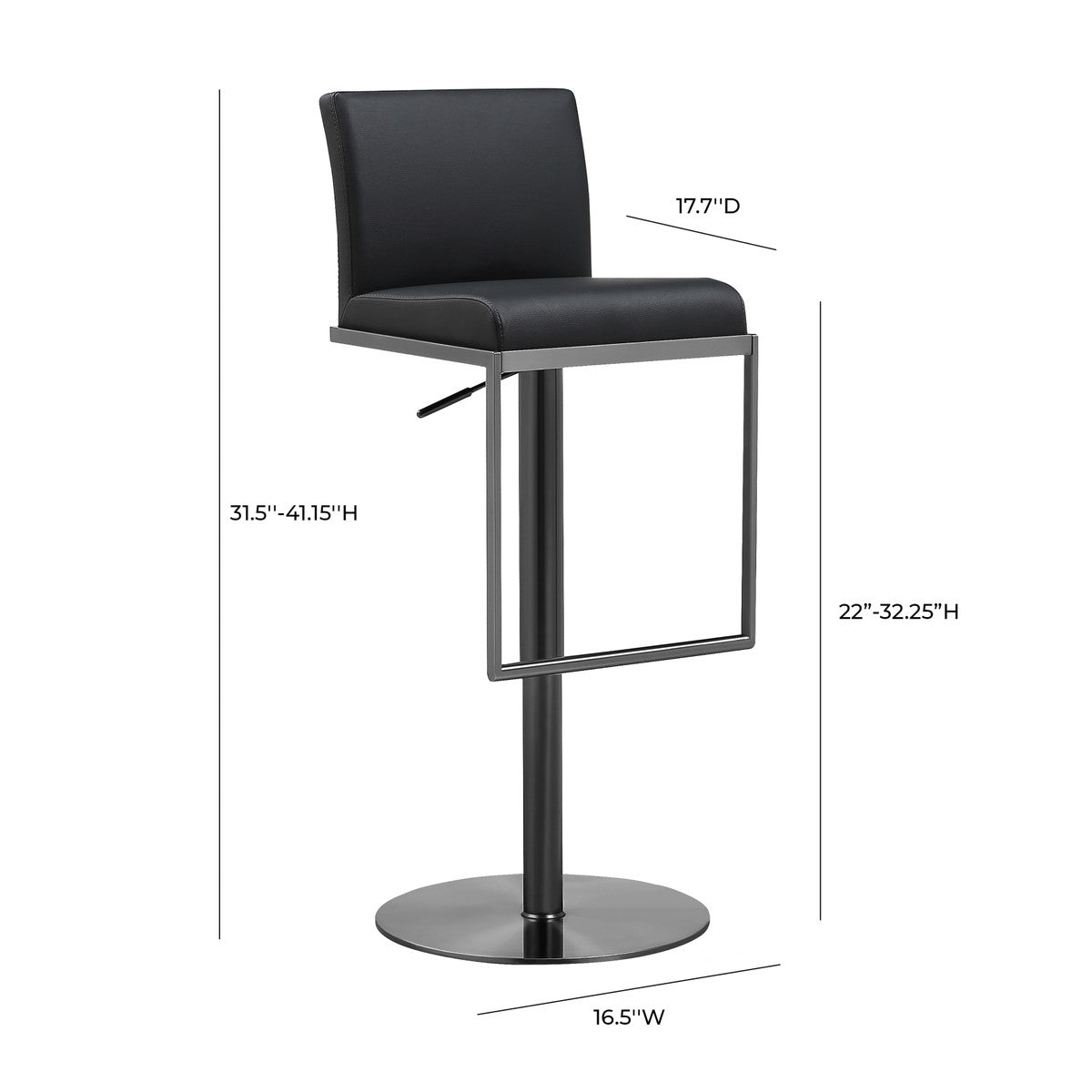 Amalfi Black On Black Steel Barstool