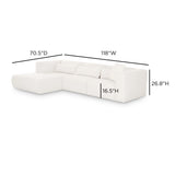 Tarra 3-Piece Cream Performance Chenille Modular Sectional