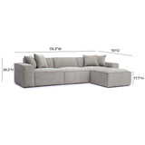 Mindy 4-Piece Performance Chenille Basketweave Modular Sectional
