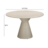Fern 47" Beige Textured Faux Plaster Concrete Indoor / Outdoor Round Dining Table